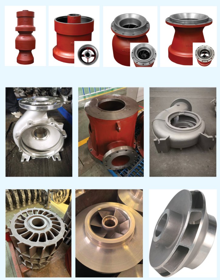 Pump castings, impellers, housings, and machined components